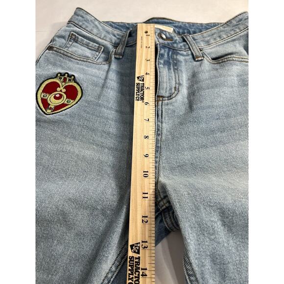 Sailor Moon Icons Embroidered Mom Jeans Size 1 Hot Topic Exclusive Cat Moon - Picture 8 of 16